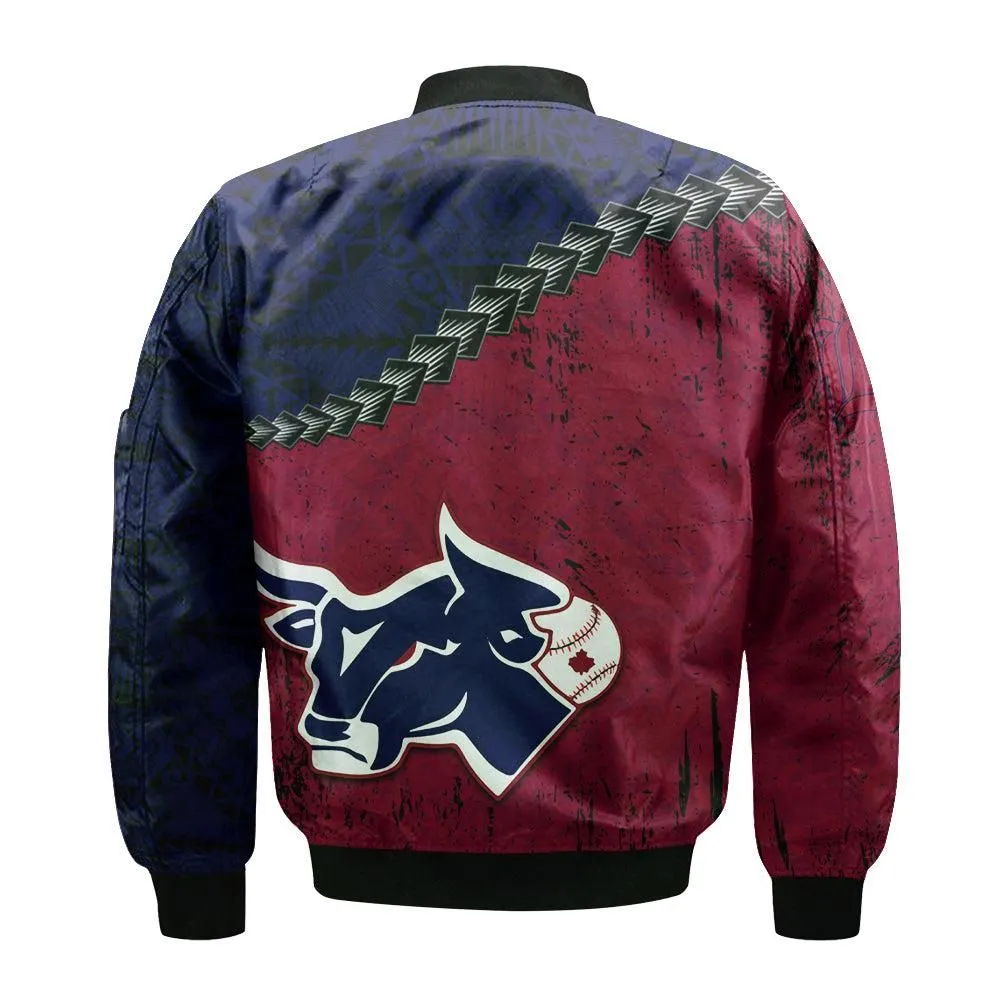 Lethbridge Bulls Bomber Jacket Grunge Polynesian Tattoo - CA BASEBALL