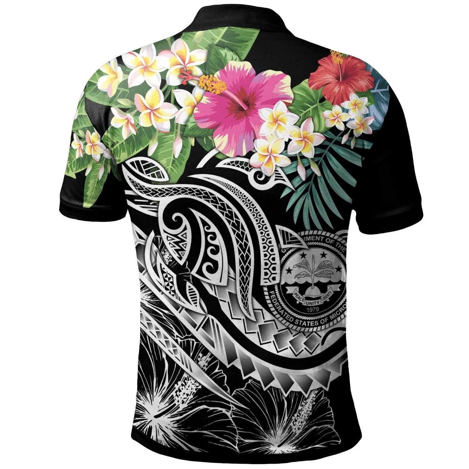 FSM Polynesian Polo - Summer Plumeria (Black)
