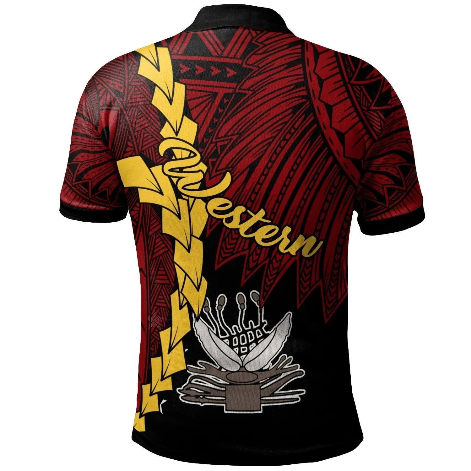 Papua New Guinea Western Province Polynesian Custom Personalised Polo Shirt - Tribal Wave Tattoo