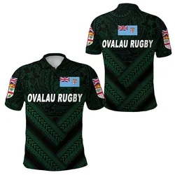 Fiji Ovalau Rugby Polo Shirt Dark Green Style LT8