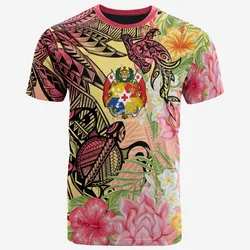 Tonga T shirt - Flowers Tropical With Sea Animals