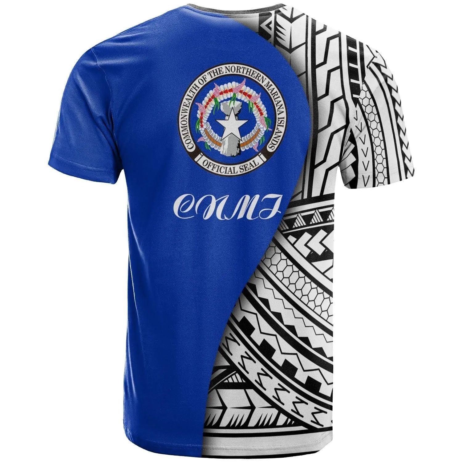 Northern Mariana Islands T shirt - Coat Of Arm and Polynesian Patterns