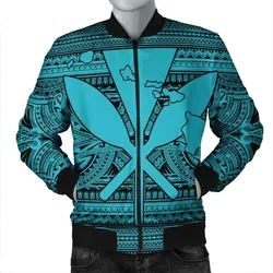 FamilyGater Jacket - Hawaiian Kanaka Polynesian Tribal Bomber Jacket Reggae Color Blue AH - J7R