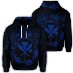 Hawaiian Kanaka Turtle Hibiscus Polynesian Hoodie - Anthea Style Blue