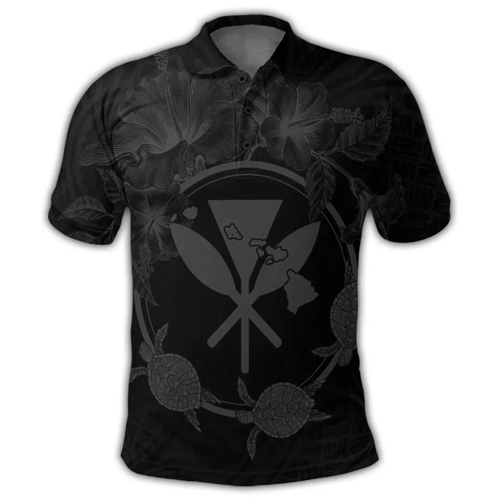 Alohawaii Shirt - Hawaii Kanaka Turtle Hibiscus Polynesian Polo Shirt - Anthea Style Gray - AH - J4R