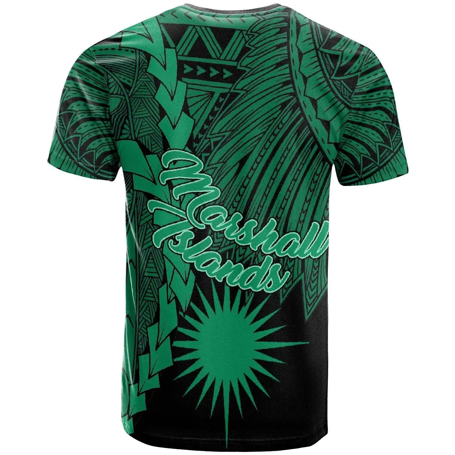 Marshall Islands Polynesian Custom Personalised T-Shirt - Tribal Wave Tattoo Green
