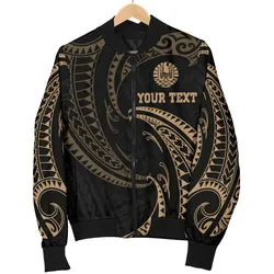 Tahiti Polynesian Custom Personalised Mens Bomber Jacket - Gold Tribal Wave