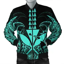 Alohawaii Jacket - Hawaii Polynesian Kanaka Kakau Bomber Jacket - Alan Style Turquoise - AH - J4R