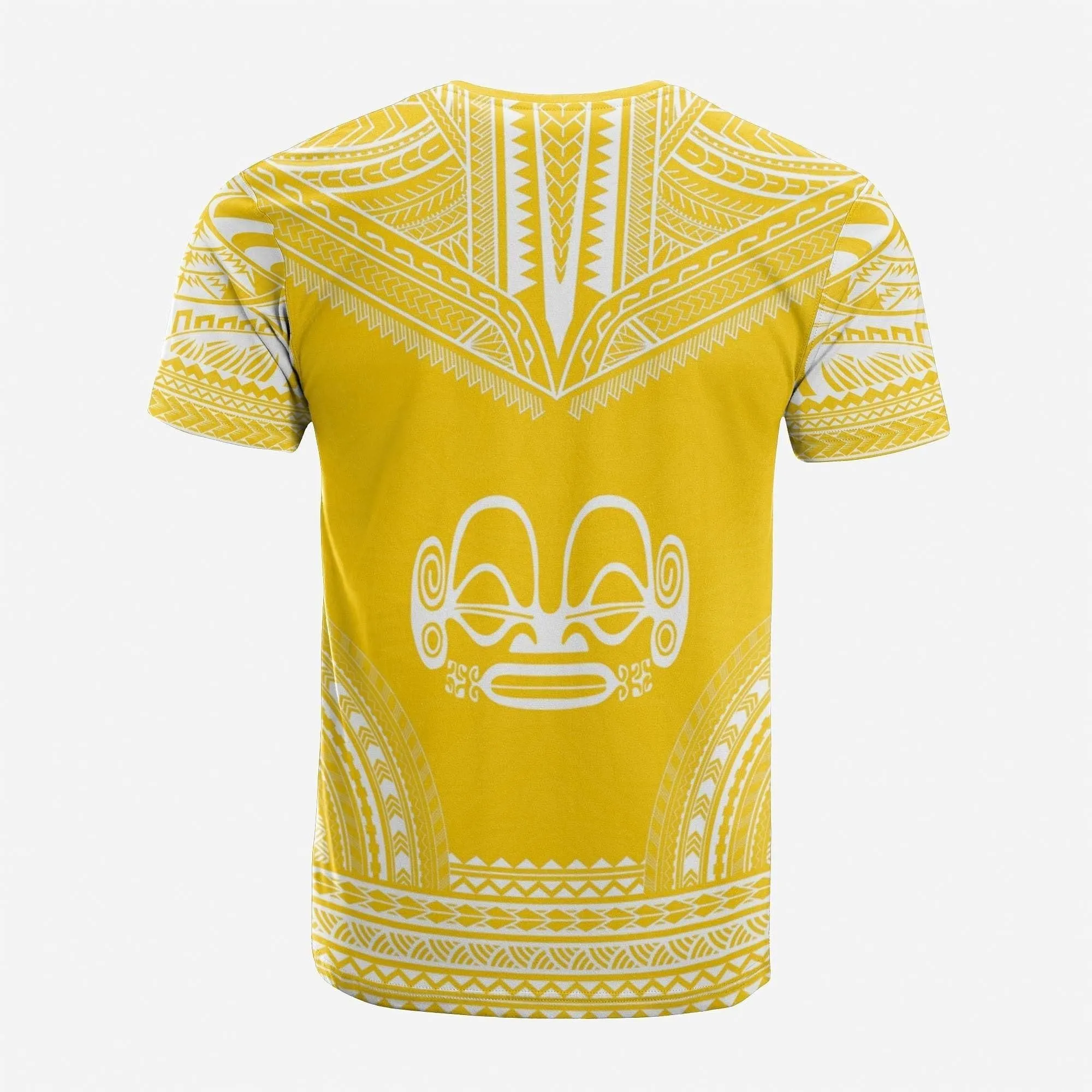 Marquesas Islands Custom Personalised T Shirt - Marquesas Islands Tiki Face Polynesian Chief Tattoo Yellow Version