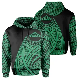 Hawaii Mauna Kea Polynesian Tattoo Style Green Ah Unisex 3D Hoodie All Over Print Hkiaf