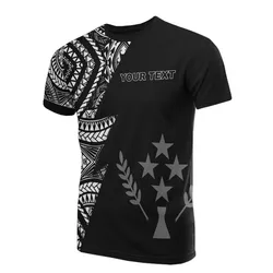 Kosrae Pattern Personalised Custom T Shirt - Kosrae Flag Polynesian Tattoo Black Style