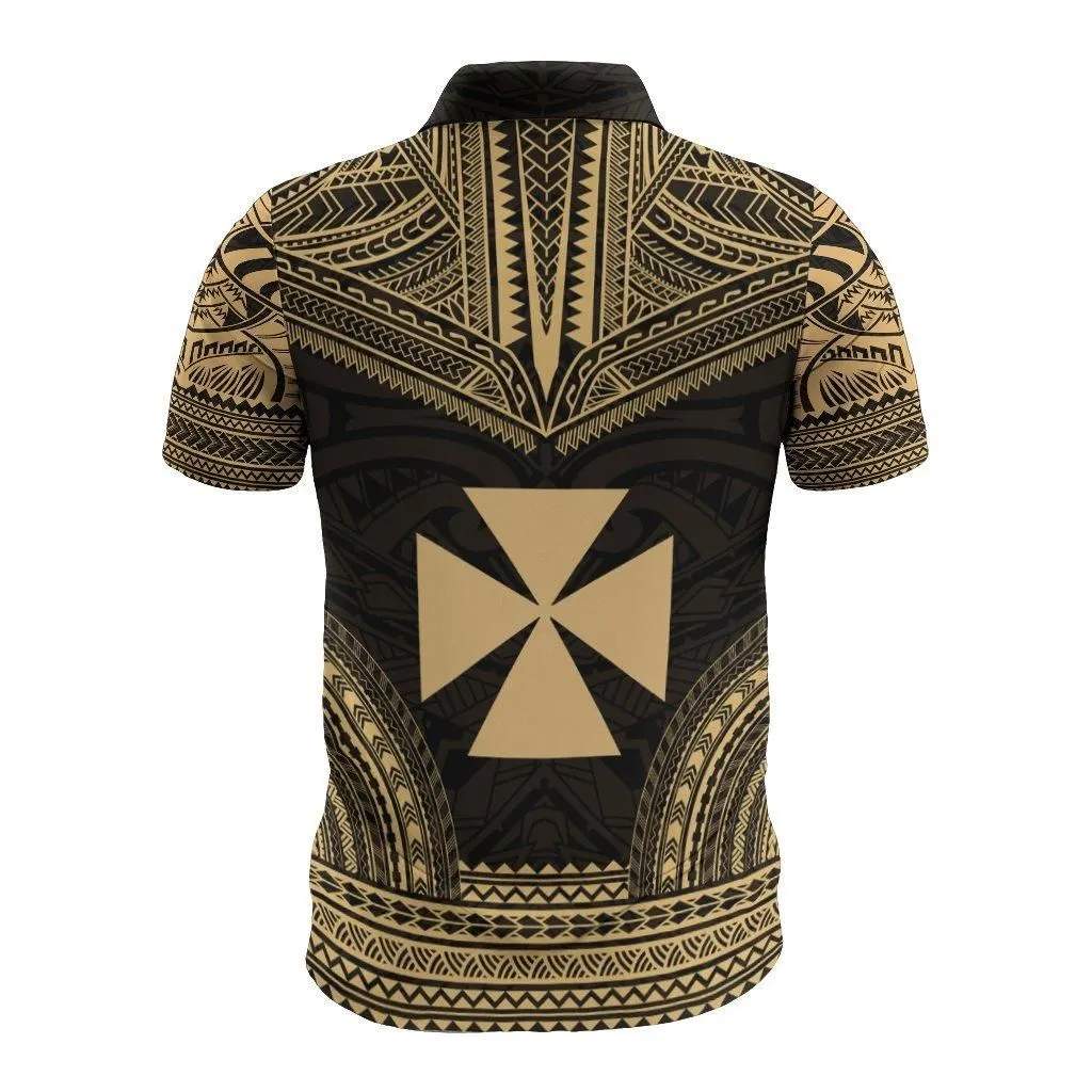Wallis and Futuna Polo Shirt - Wallis and Futuna Coat Of Arms Polynesian Chief Tattoo Gold Version