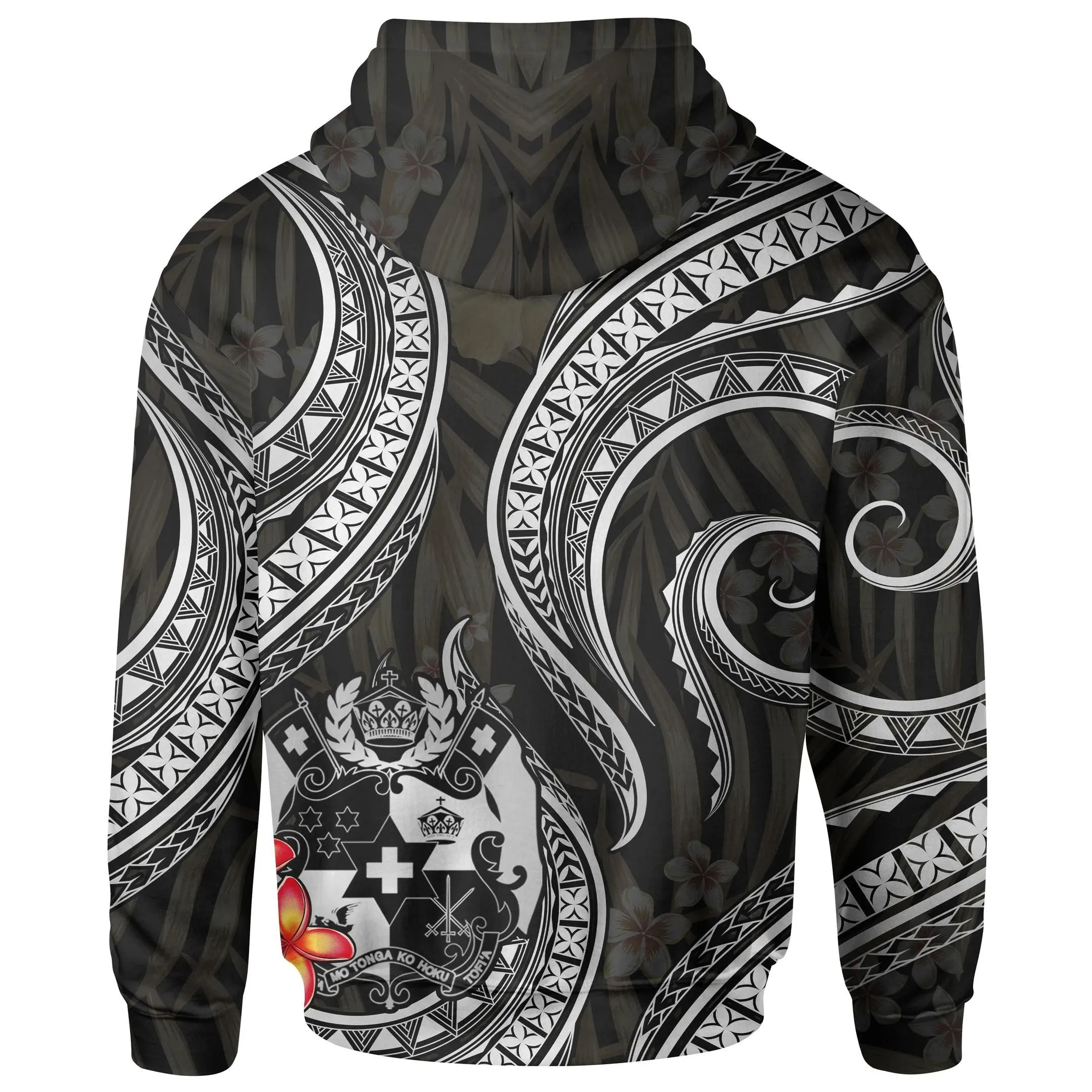 Alohawaii Clothing - Hoodie Tonga Polynesian - White Plumeria - Bn11