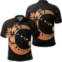 Alohawaii Shirt - Hawaiian Map Hibiscus Turtle Polynesian Moon Polo Shirt Orange - AH - JR