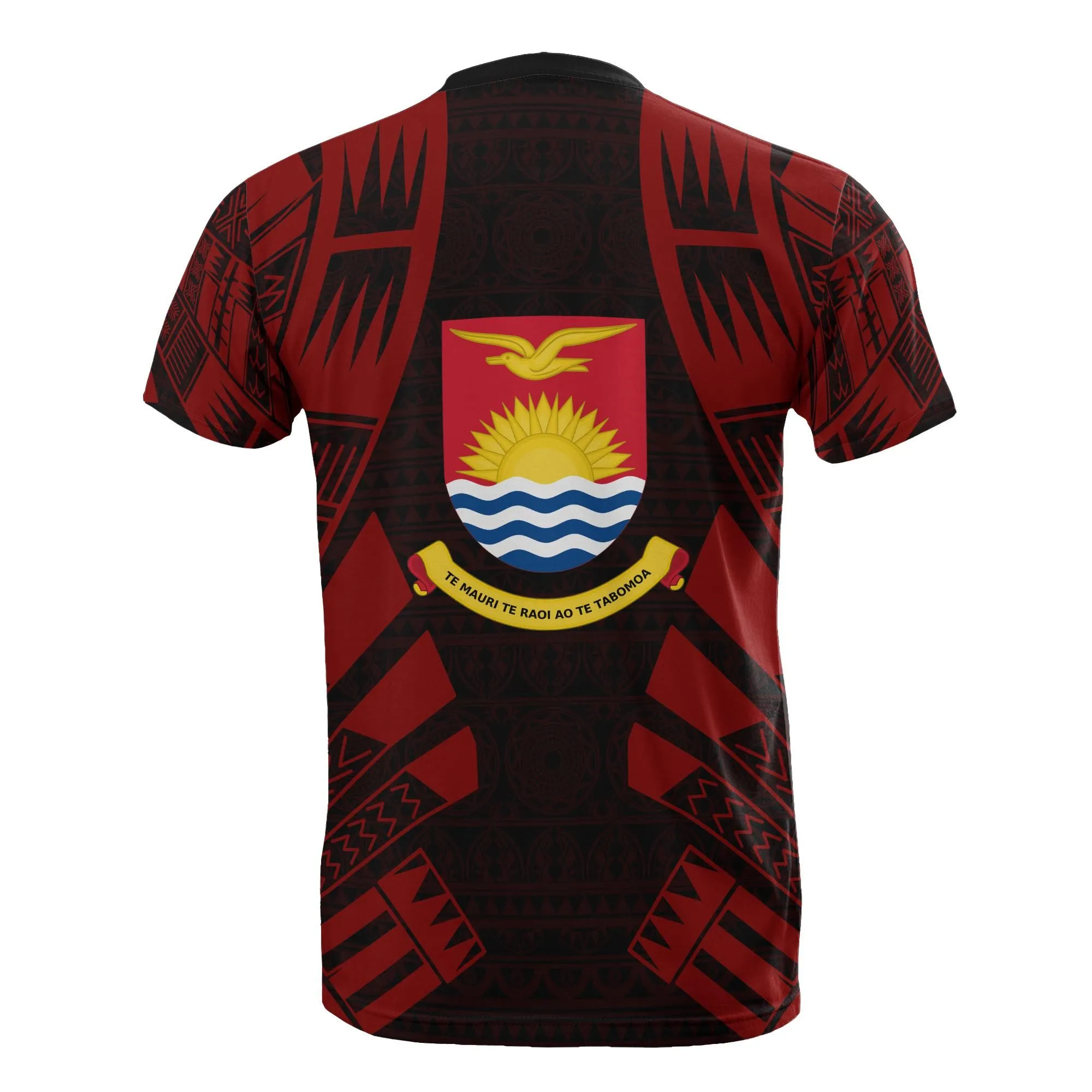Kiribati T Shirt - Kiribati Coat Of Arms Polynesian Tattoo Red Style