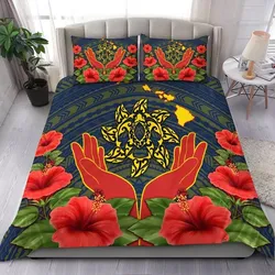Alohawaii Home Set - Hawaii Turtle Map Hibiscus Polynesian Bedding Set - Heri Style AH J3