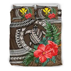 FamilyGater Bedding Set - Cover and Pillow Cases Kanaka Maoli (Hawaiian) - Polynesian Turtle Hibiscus Brown A24