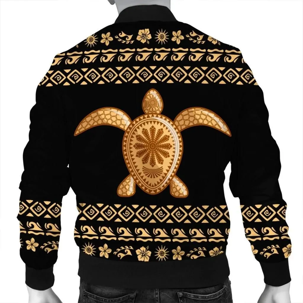 Alohawaii Jacket - Hawaiian Golden Turtle Hibiscus Plumeria Polynesian Bomber Jacket - AH - JR