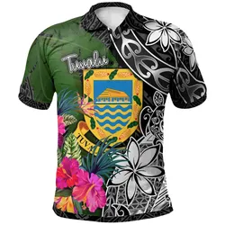 Tuvalu Polo Shirt - Turtle Plumeria Banana Leaf - BN11
