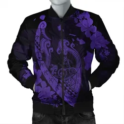 Alohawaii Jacket - Hawaiian Fish Hook Hibiscus Banzai Surfing Polynesian Bomber Jacket Purple - AH - J5R