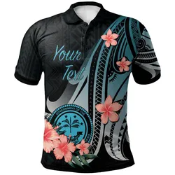 Federated States of Micronesia Personalised Custom Polo Shirt - Turquoise Polynesian Hibiscus Pattern Style