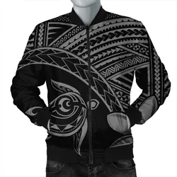 Hawaiian Turtle Plumeria Kakau Polynesian Quilt Bomber Jacket Neo Gray AH
