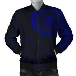 Polynesian Tattoo Style Mens Bomber Jacket Blue 2