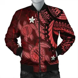 Alohawaii Jacket - Hawaii Polynesian Turtle Hibiscus Bomber Jacket - Red - AH - J4R