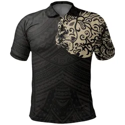 Polynesian Pride Polo Shirt - New Zealand Maori Polo Shirt, Maori Lion Tattoo Golf Shirt Tan
