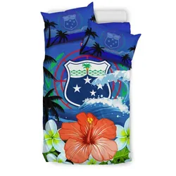 FamilyGater Bedding Set - Cover and Pillow Cases Samoa Coat Of Arms Hibiscus Th5