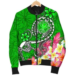 Alohawaii Jacket - Bomber Jacket Hawaii - Turtle Plumeria Polynesian Tattoo Green Color - BN18