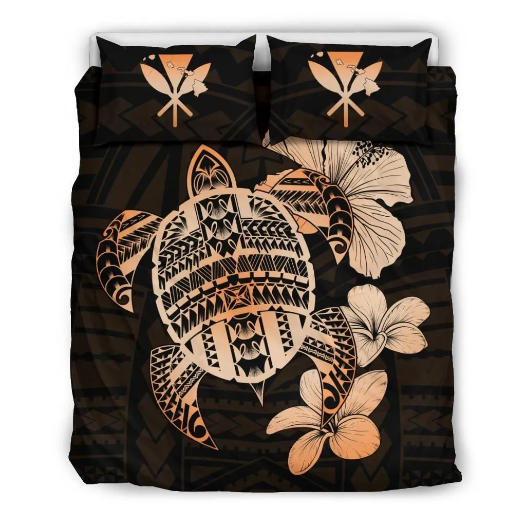 Hawaiian Kanaka Hibiscus Plumeria Mix Polynesian Turtle Fp Bedding Set Bevryr