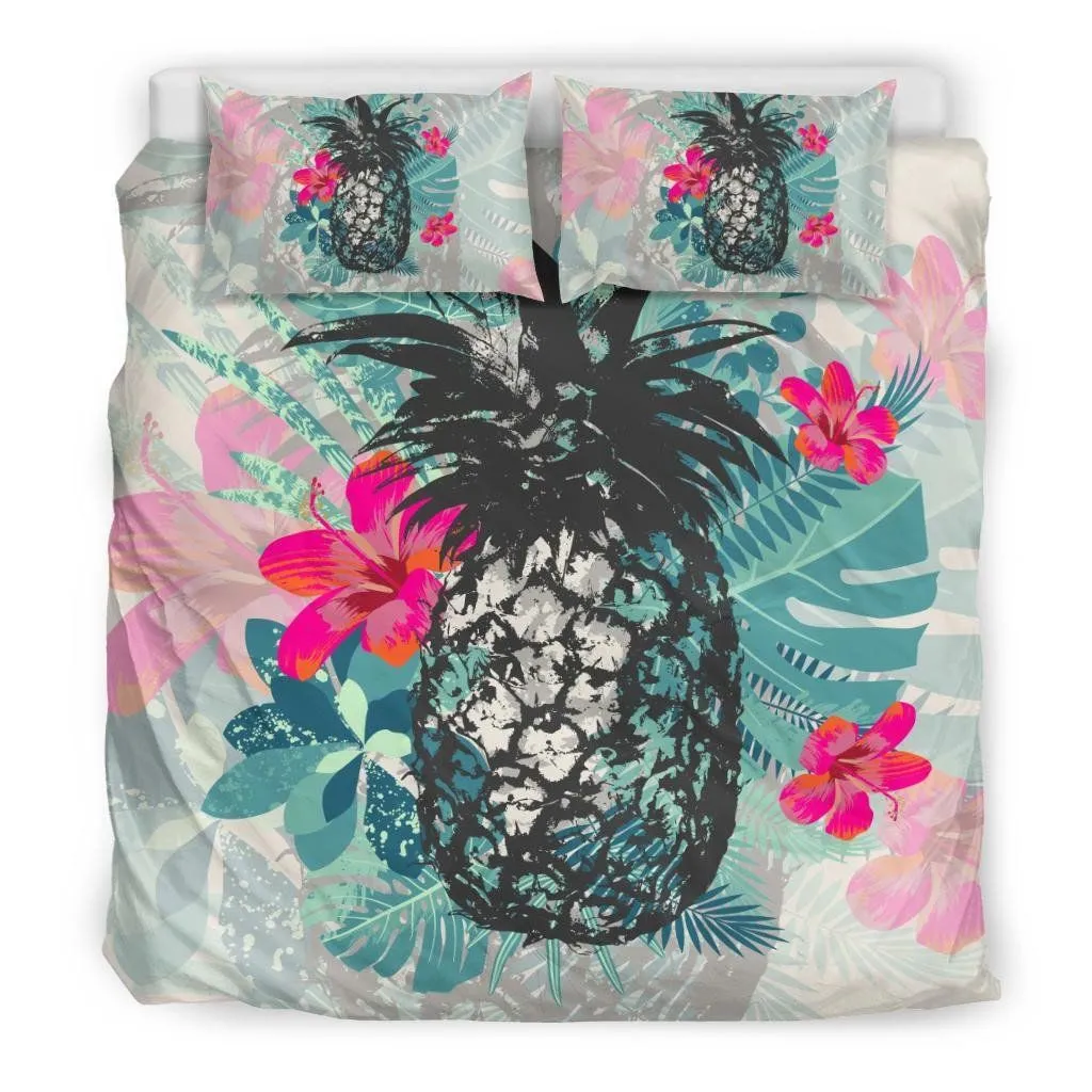 Hawaiian Pineapple Hibiscus Polynesian Bedding Set - AH J9