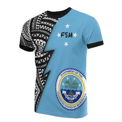 Federated States Of Micronesia Pattern All Over T-Shirt - F S M Flag Seal Polynesian Tattoo