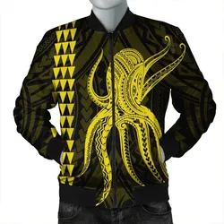 Hawaii Octopus KaKau Polynesian Bomber Jacket - Yellow
