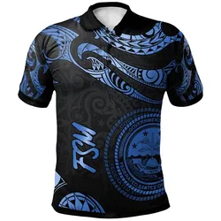 Polynesian Pride Polo Shirt - Federated States Of Micronesia Polo Shirt Poly Tattoo Blue Version
