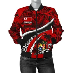 Tonga Polynesian Shark Tattoo Women's Bomber Jacket K4