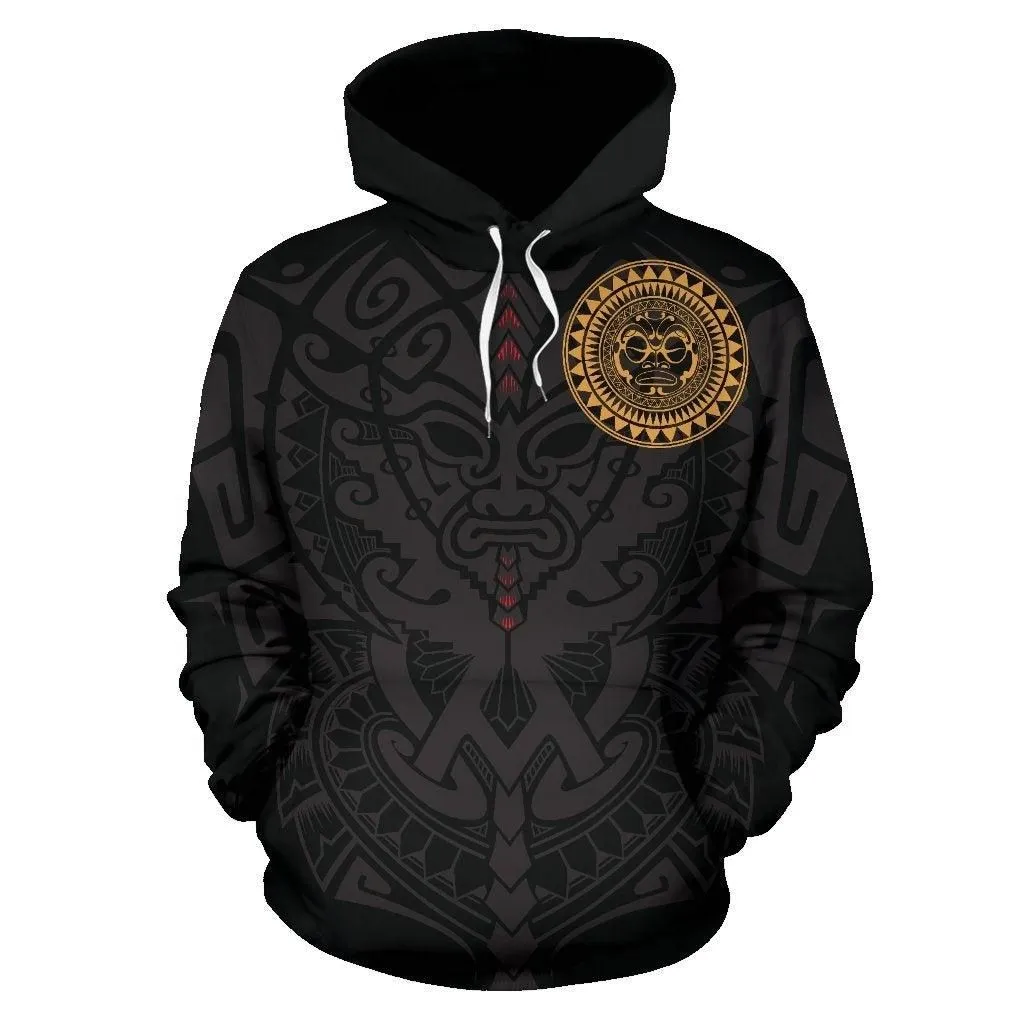 Polynesian All Over Hoodie - Polynesian Face Tattoo 6