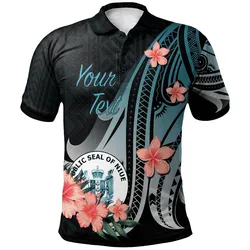 Niue Personalised Custom Polo Shirt - Turquoise Polynesian Hibiscus Pattern Style
