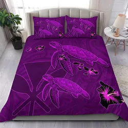Alohawaii Home Set - Hawaii Turtle Hibiscus Kanaka Map Bedding Set - Violet - Aura Style - AH - J2
