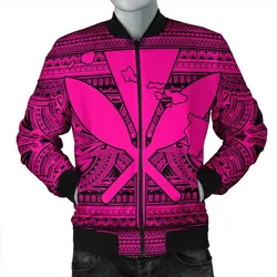 Hawaiian Kanaka Polynesian Tribal Bomber Jacket Reggae Color Pink AH