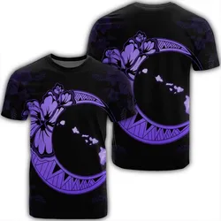 Alohawaii Tee - Hawaiian Map Hibiscus Turtle Polynesian Moon T-Shirt Purple - AH - JR