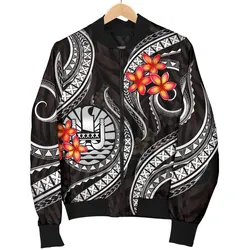 FamilyGater Jacket - Bomber Jacket Tahiti Polynesian - White Plumeria - BN11