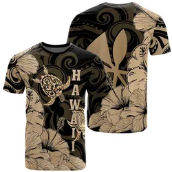 Hawaii Turtle T-Shirt Polynesian Hibiscus Art Ver 2.0 Gold AH J1