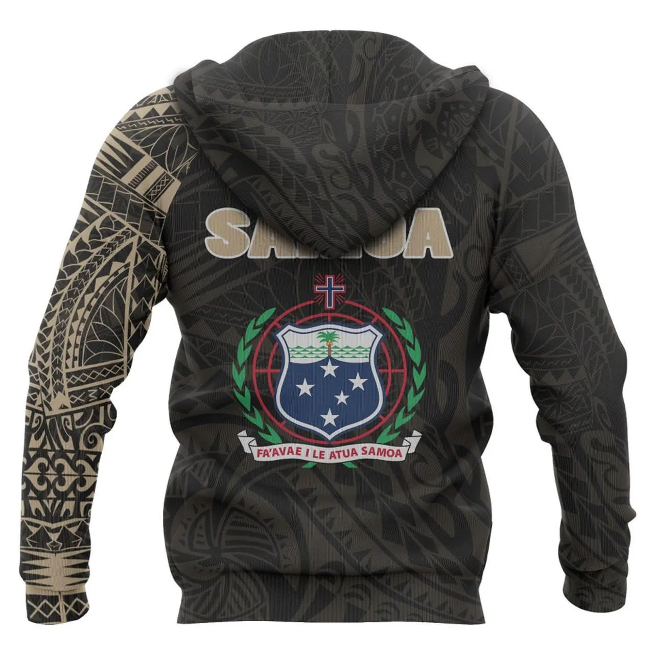 Samoa Hoodie - Samoa Coat Of Arms Polynesian Tattoo Style Gold