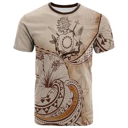 Cook Islands T Shirt - Hibiscus Flowers Vintage Style
