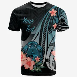 Nauru Personalised Custom T shirt - Turquoise Polynesian Hibiscus Pattern Style