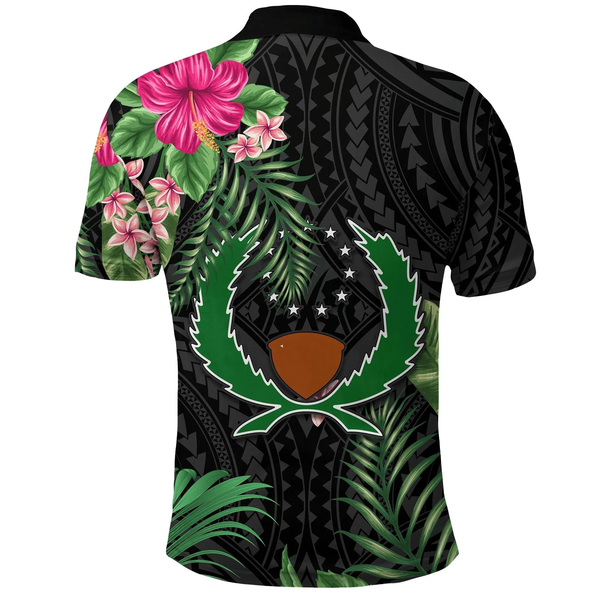 Polynesian Pride Polo Shirt - (Custom Personalized) Pohnpei Micronesia Polo Shirt Tropical Flowers