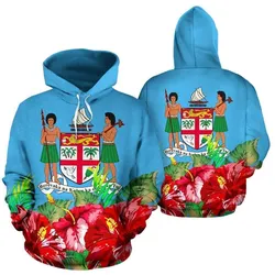 Alohawaii Clothing - Hoodie Fiji Polynesian Flag Hibiscus - BN39