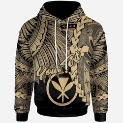 Polynesian Hawaii Custom Personalised Hoodie - Tribal Wave Tattoo Gold